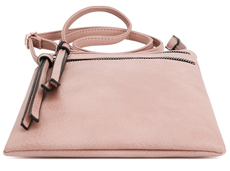 DELUXITY | Crossbody Purse Bag | Functional Multi Pocket Double Zipper Purse | Adjustable Strap | Medium Size Purse | Blush - Image 3